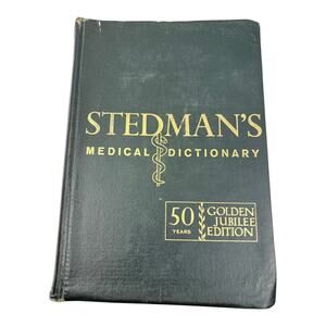 Vintage 1961 Stedman's Medical Dictionary 20th Edition Golden‎ Jubilee Hardcover